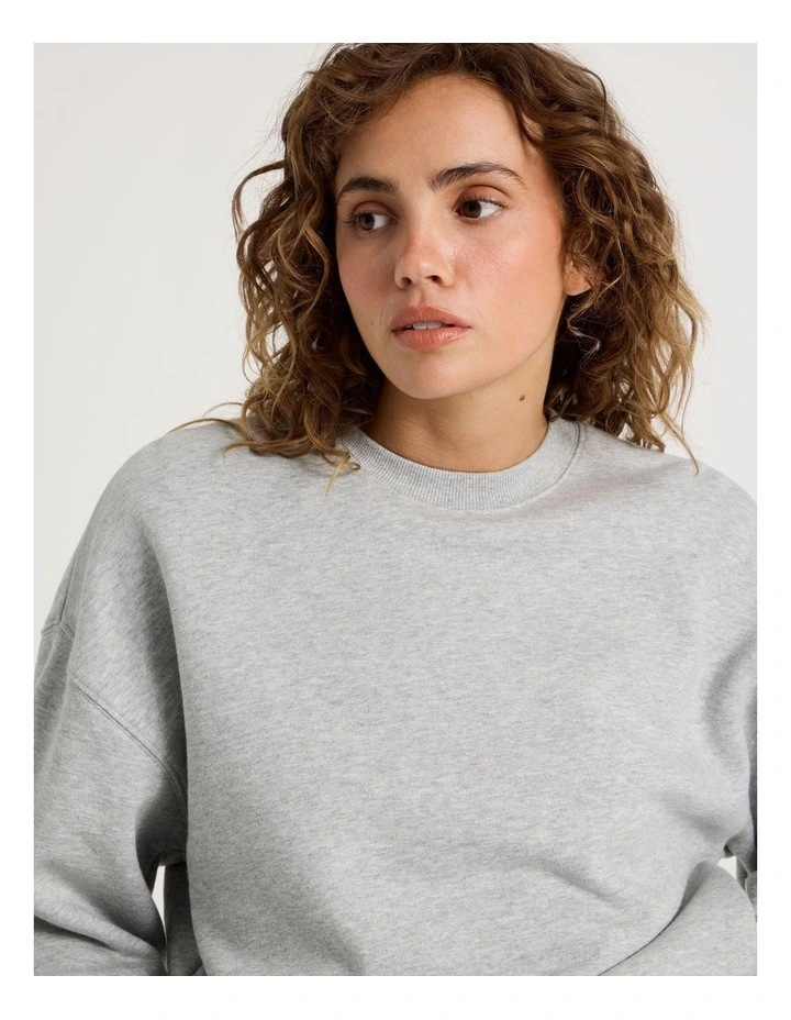 Pleated Back Crew Neck Sweat in Grey Marle image 6