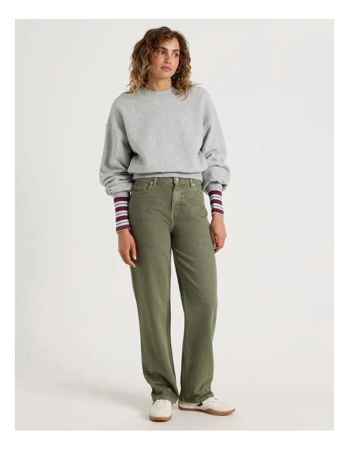 Pleated Back Crew Neck Sweat in Grey Marle image 7