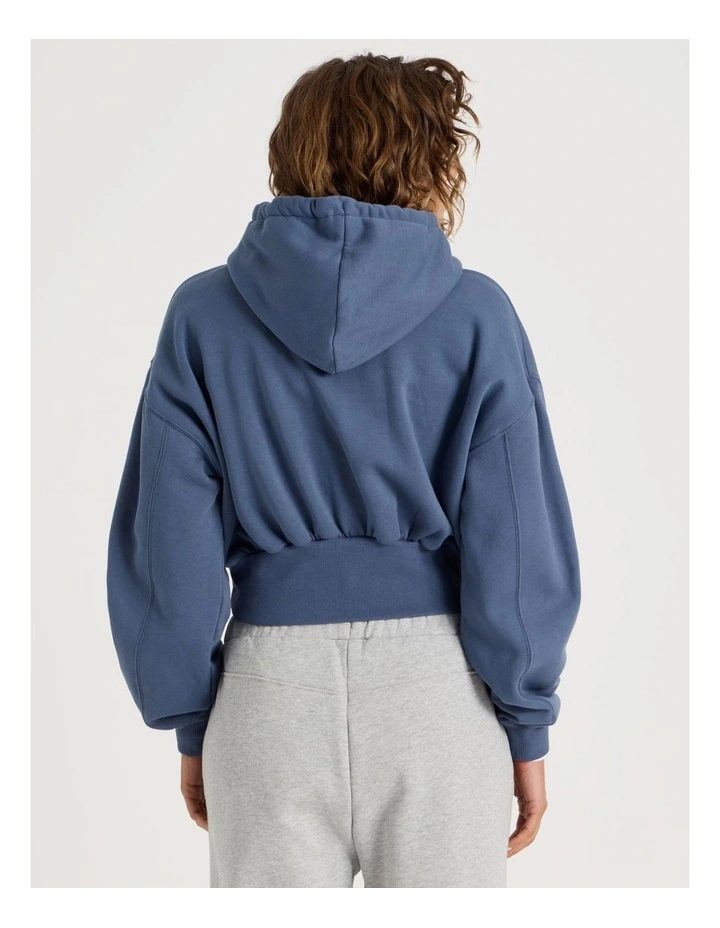 Pleated Back Hooded Sweat in Vintage Indigo image 6