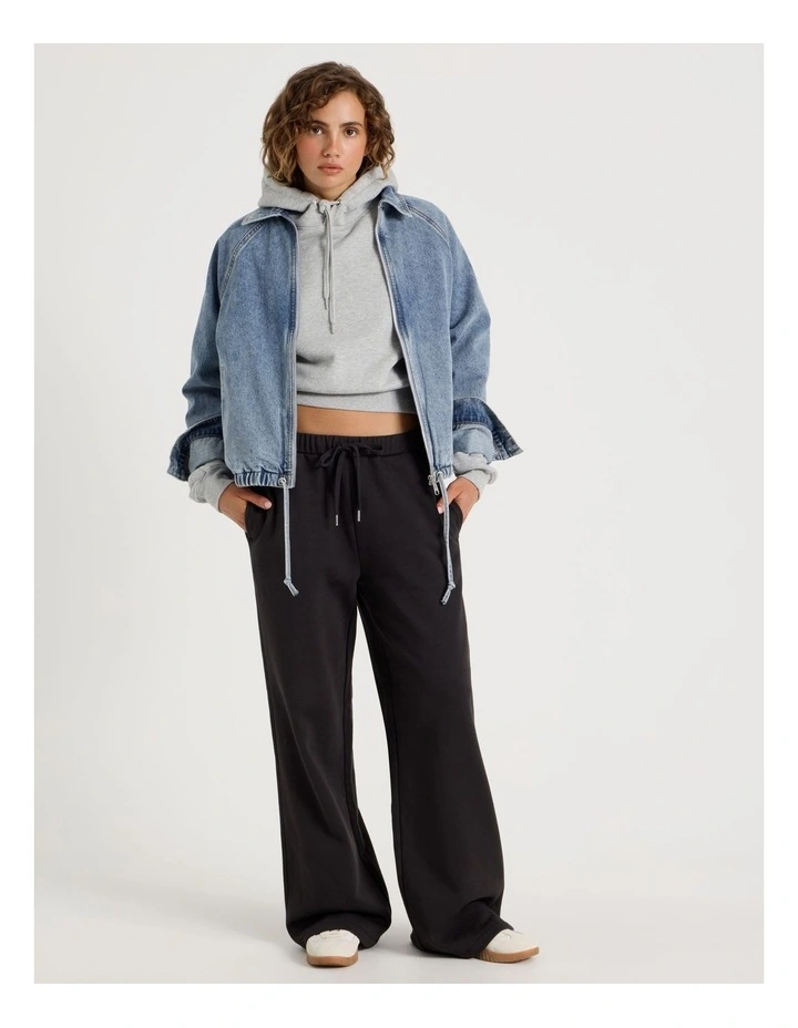 Pleated Back Hooded Sweat in Grey Marle image 2