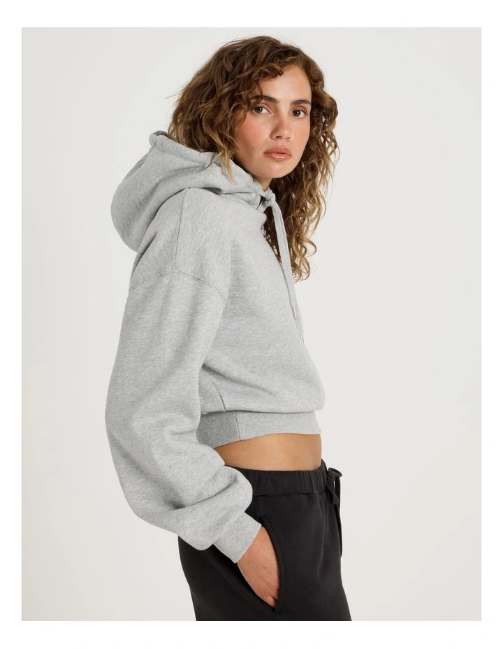 Pleated Back Hooded Sweat in Grey Marle image 3