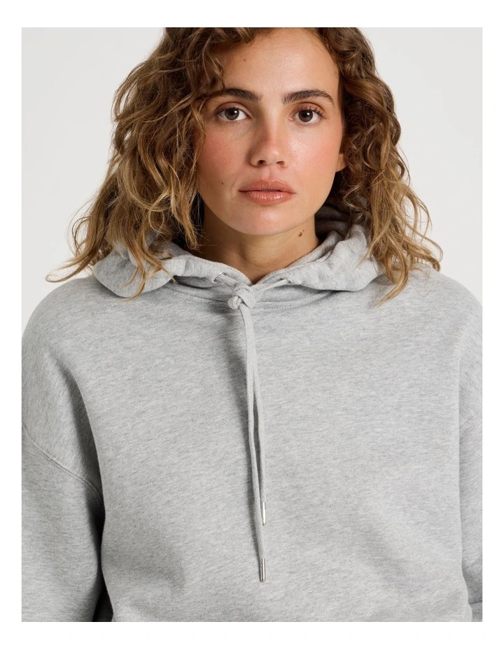 Pleated Back Hooded Sweat in Grey Marle image 4