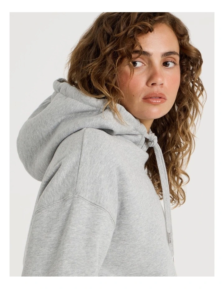 Pleated Back Hooded Sweat in Grey Marle image 5