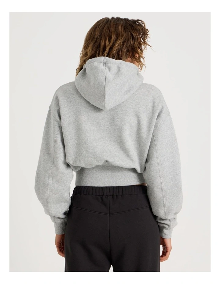 Pleated Back Hooded Sweat in Grey Marle image 6