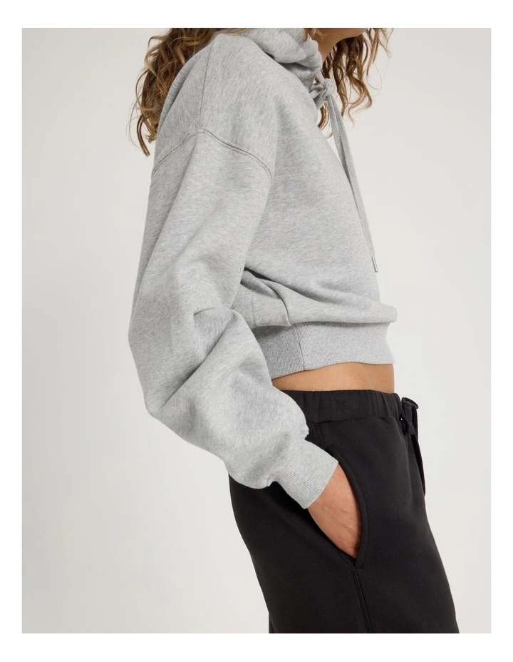 Pleated Back Hooded Sweat in Grey Marle image 7