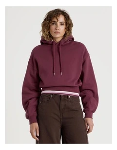 Pleated Back Hooded Sweat in Burgundy