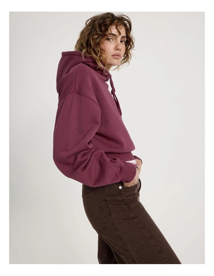Pleated Back Hooded Sweat in Burgundy image 3