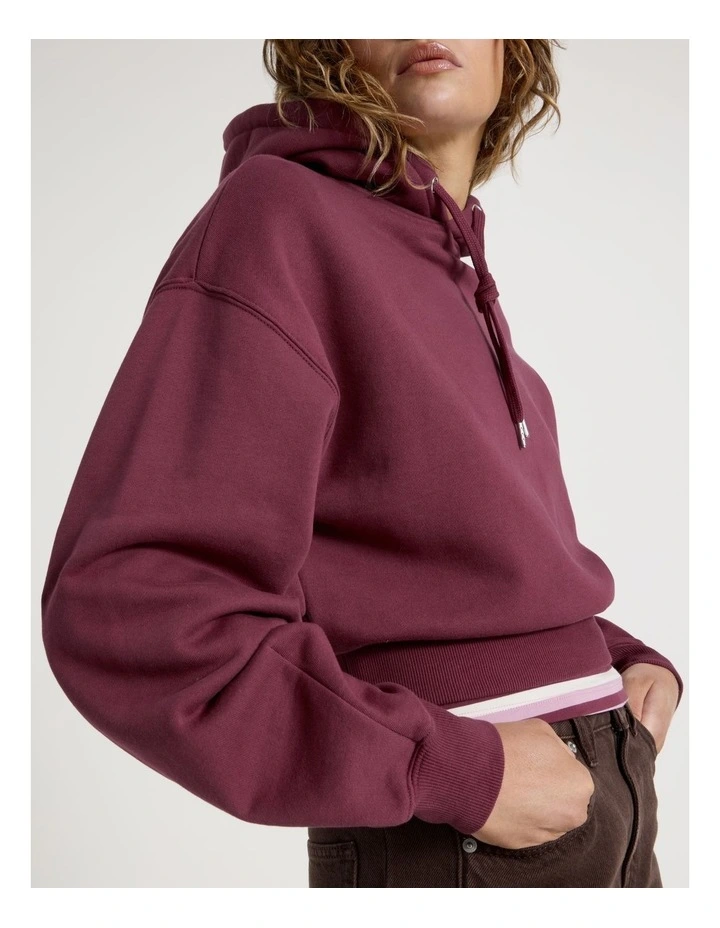 Pleated Back Hooded Sweat in Burgundy image 4