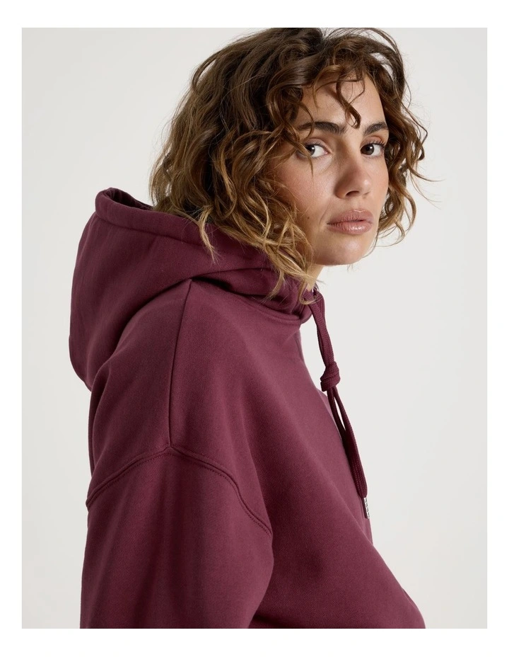 Pleated Back Hooded Sweat in Burgundy image 7