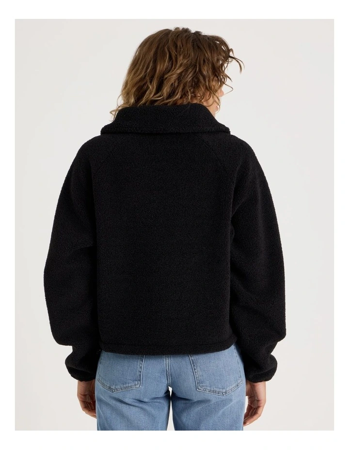 1/4 Zip Neck Sherpa Sweat in Black image 6