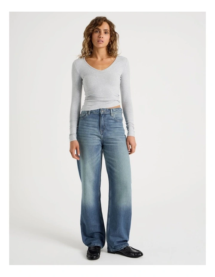 Soft V Neck Long Sleeve in Grey Marle image 2