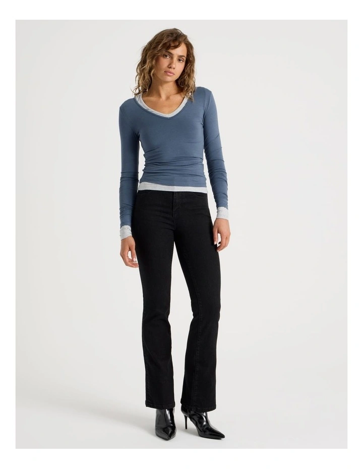 Soft V Neck Long Sleeve in Vintage Indigo image 2