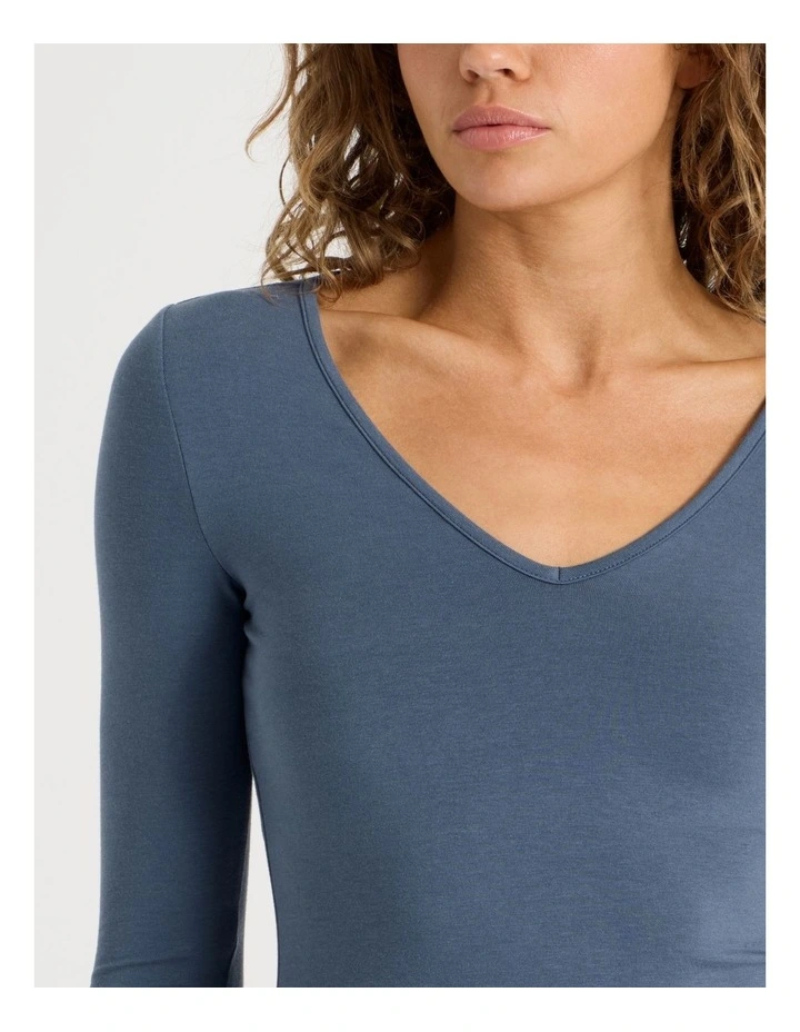 Soft V Neck Long Sleeve in Vintage Indigo image 5
