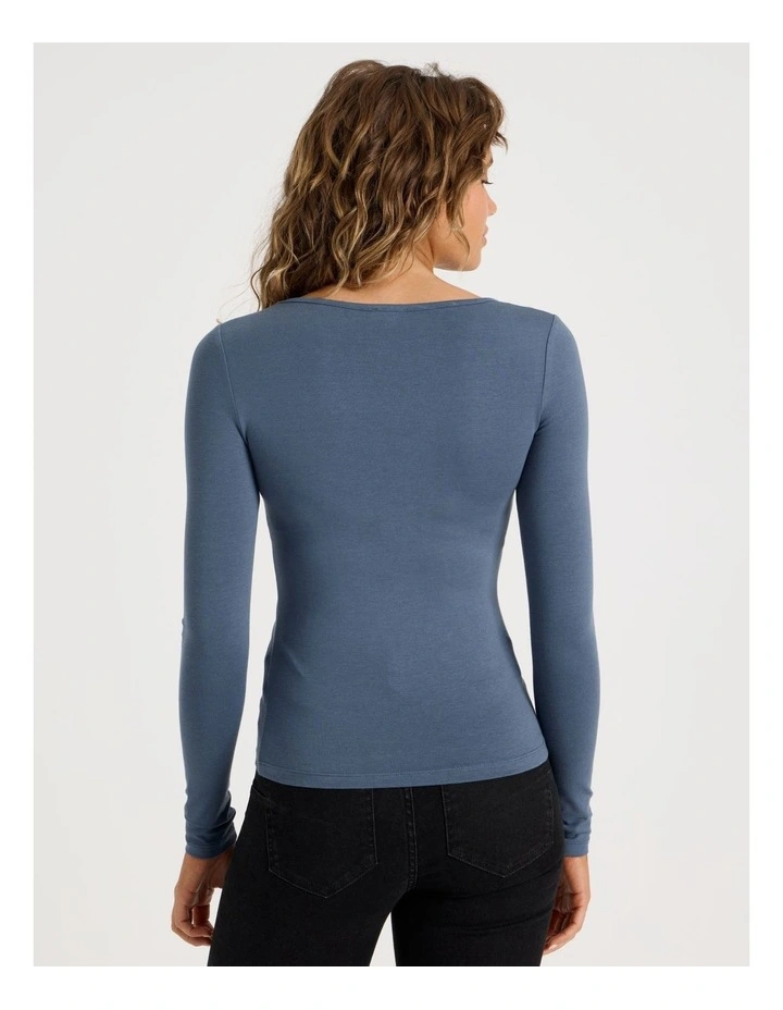 Soft V Neck Long Sleeve in Vintage Indigo image 6