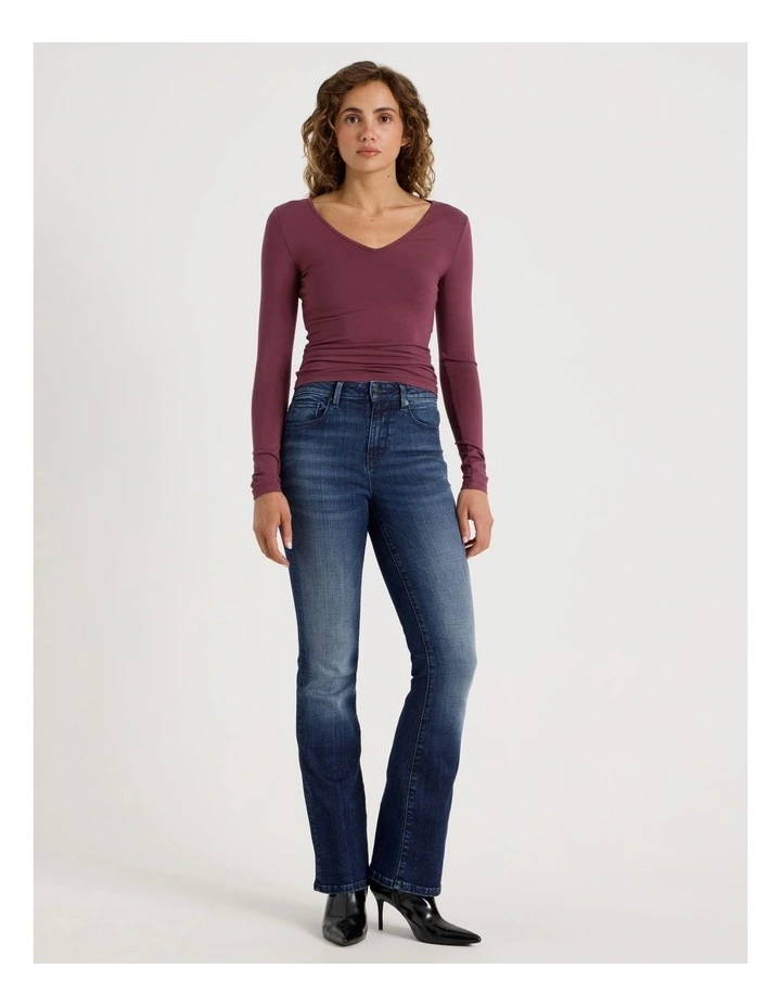 Soft V Neck Long Sleeve Top in Burgundy image 4