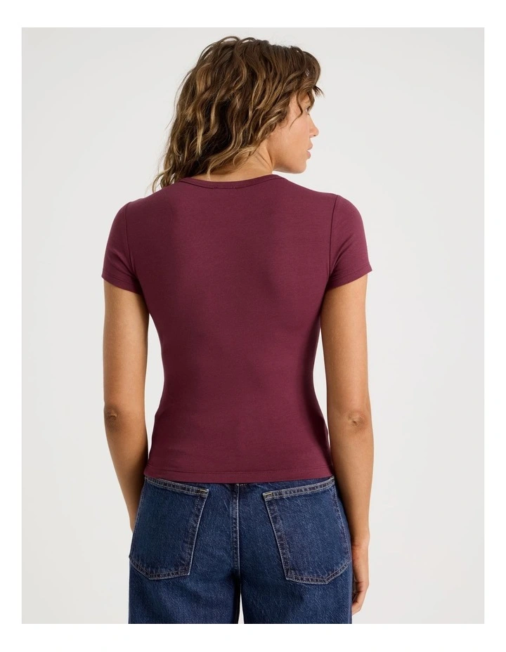 Crew Neck Baby Tee in Burgundy image 2