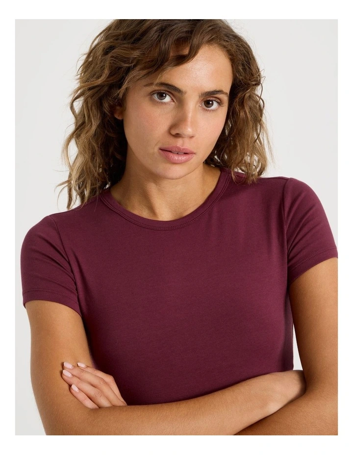 Crew Neck Baby Tee in Burgundy image 3