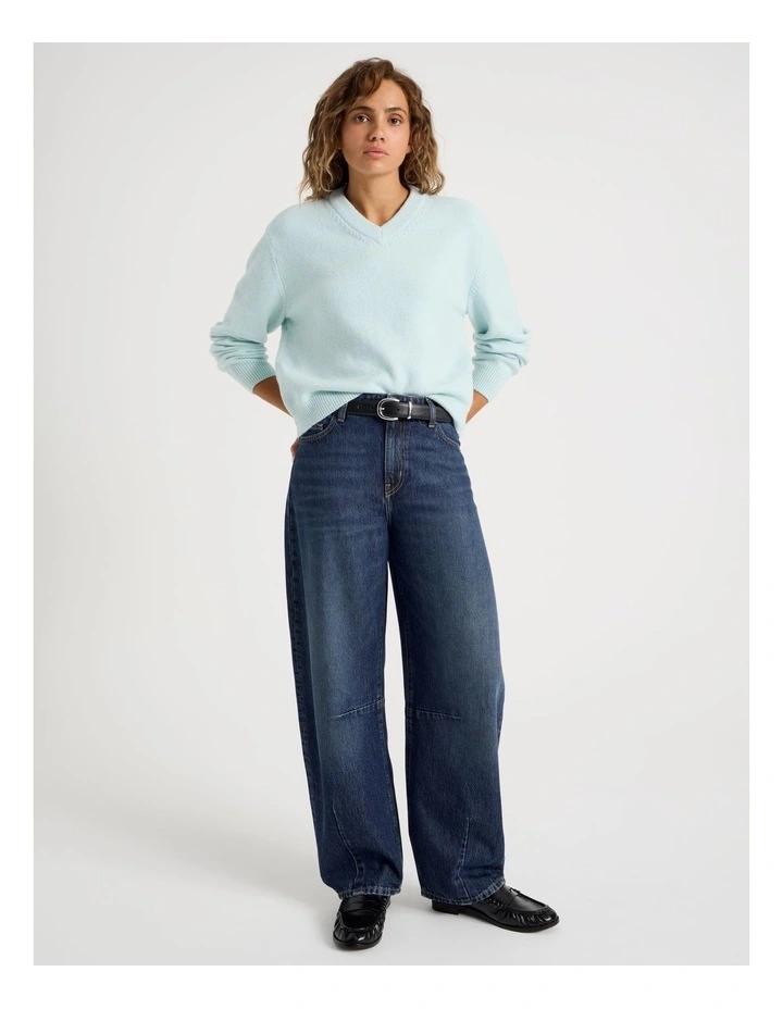 V-Neck Jumper in Baby Blue image 2