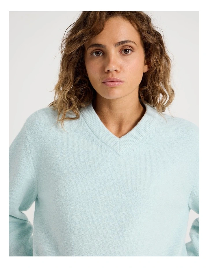 V-Neck Jumper in Baby Blue image 4