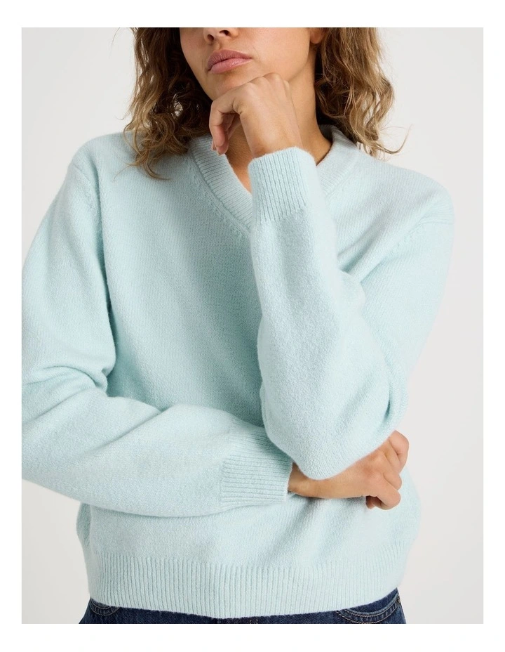 V-Neck Jumper in Baby Blue image 5