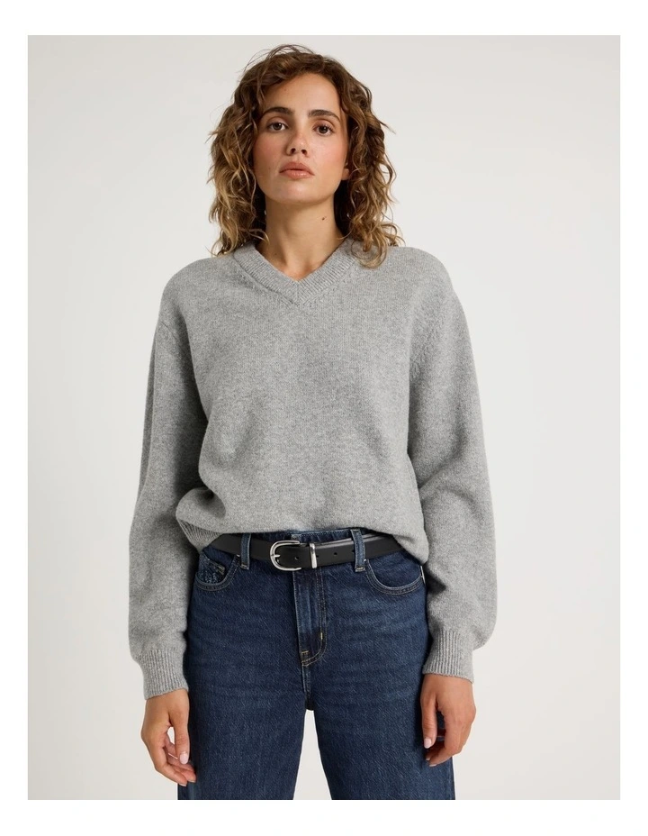 V-Neck Jumper in Grey image 1