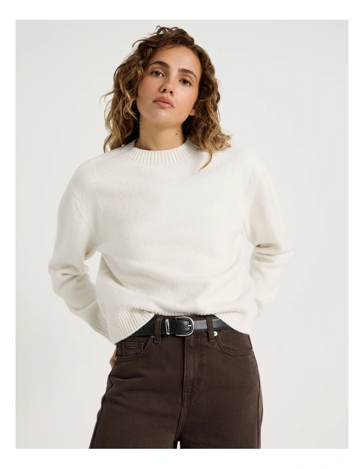 Round Neck Jumper in Egret image 1