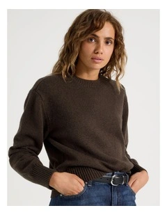 Round Neck Jumper in Hot Fudge