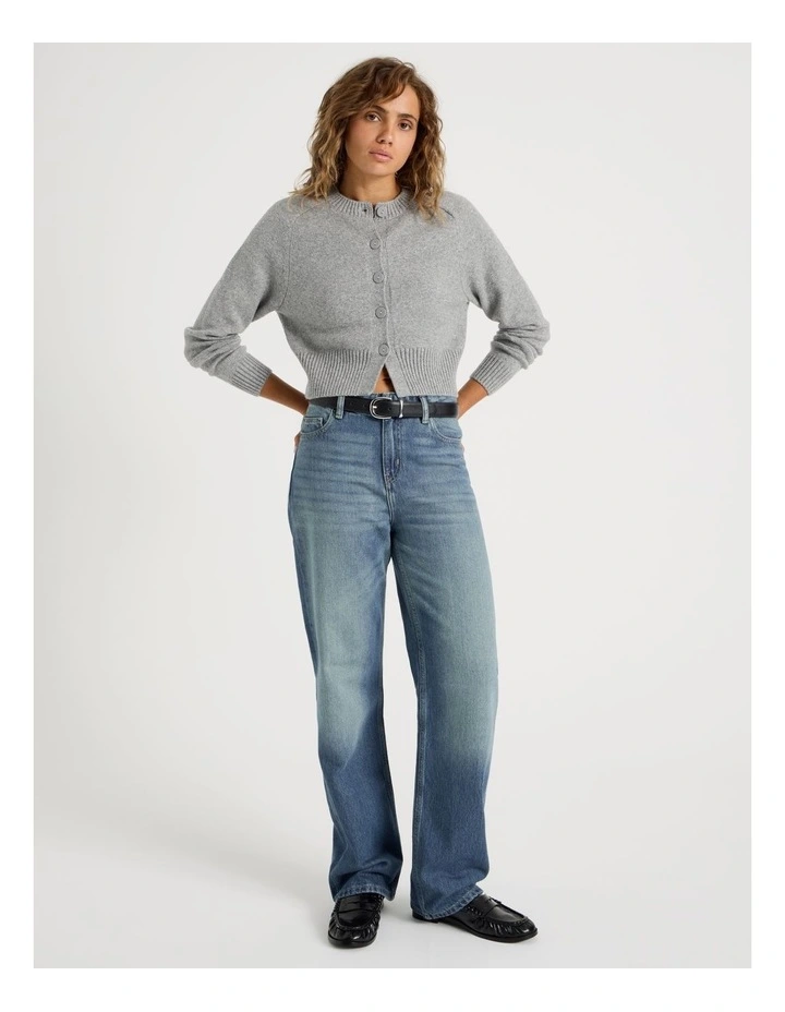 Round Neck Button Through Cardigan in Grey image 2