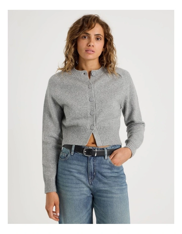 Round Neck Button Through Cardigan in Grey image 5
