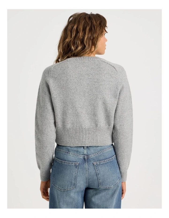 Round Neck Button Through Cardigan in Grey image 6