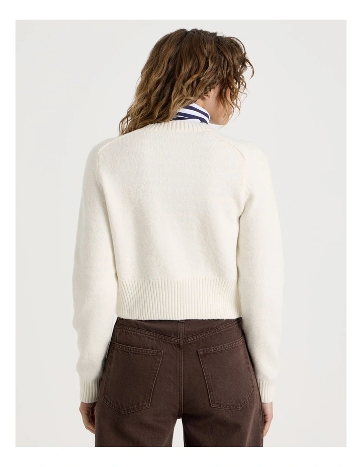 Round Neck Button Through Cardigan in Egret image 6