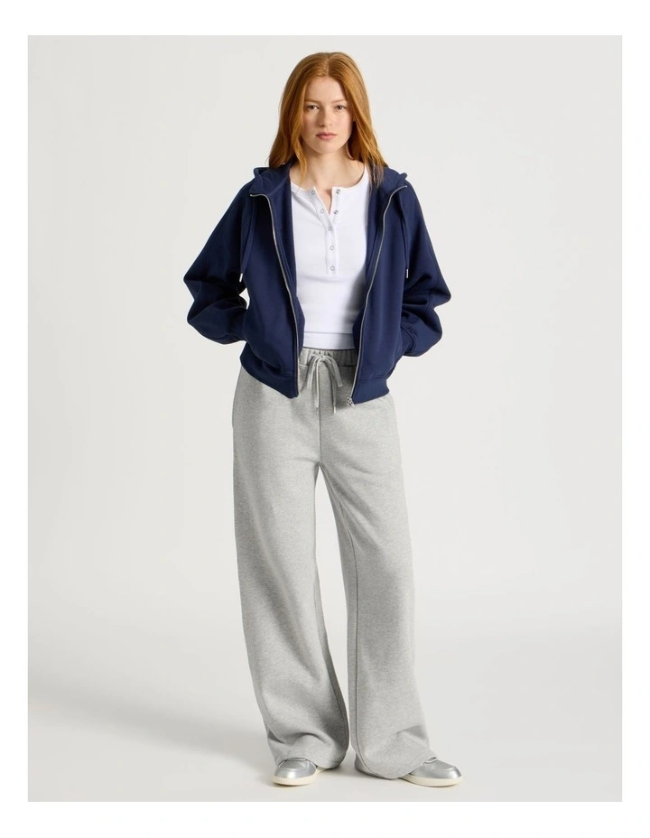 Wide Leg Fleece Pants in Light Heather Grey image 1