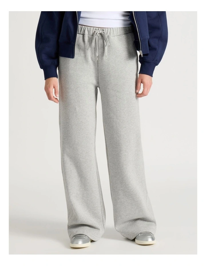 Wide Leg Fleece Pants in Light Heather Grey image 2