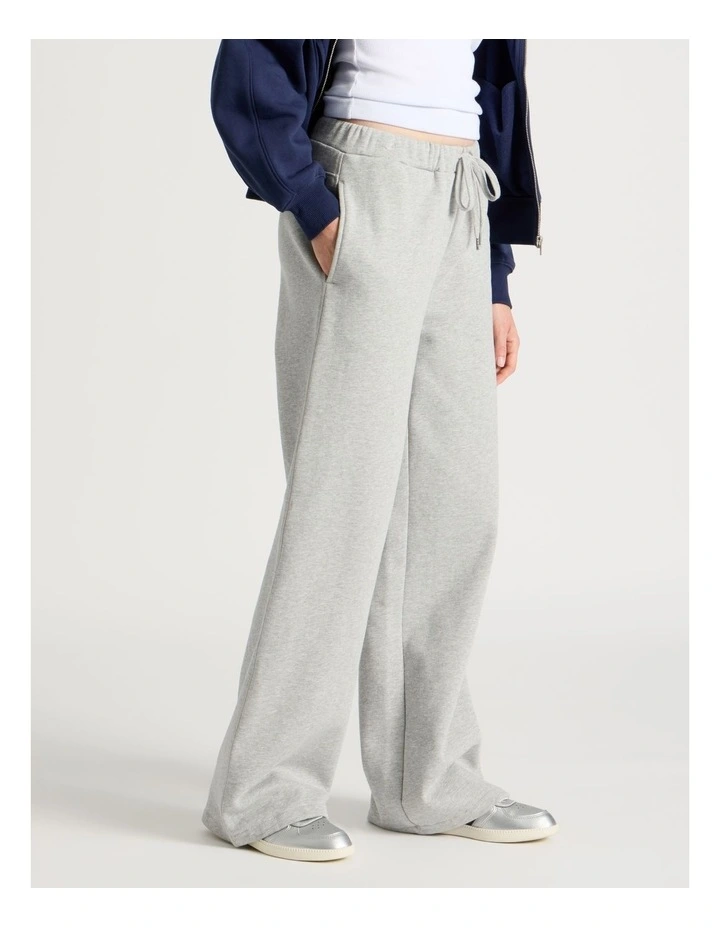Wide Leg Fleece Pants in Light Heather Grey image 4