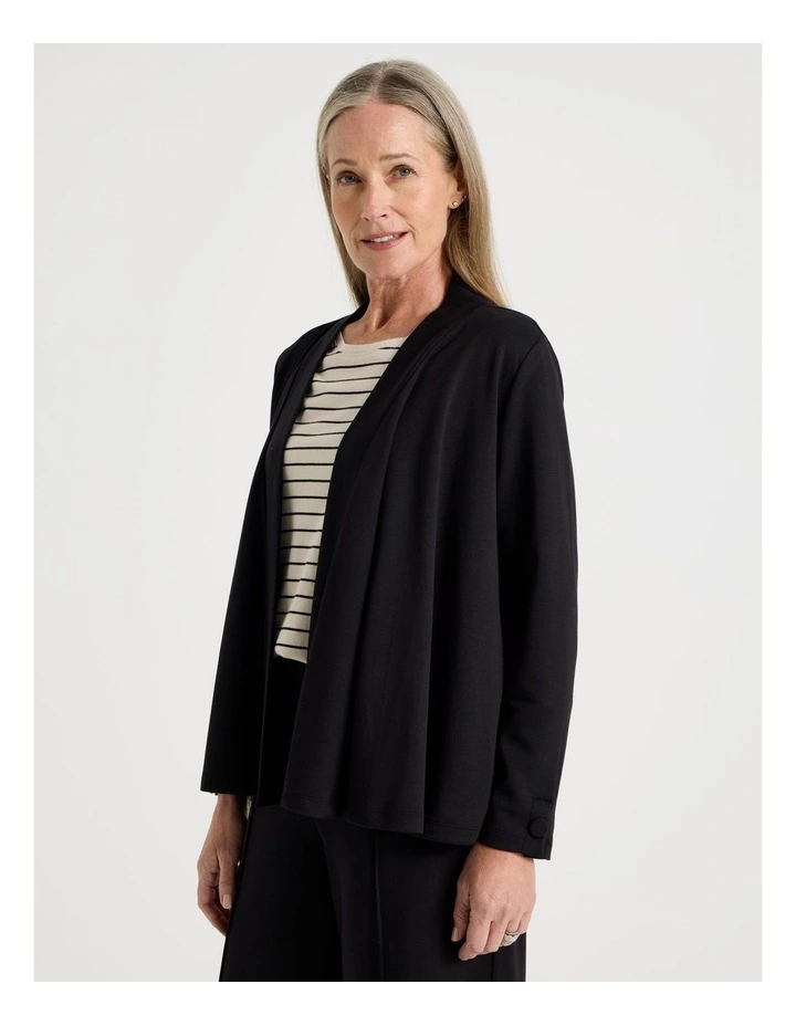 Waterfall Cut And Sew Cardigan in Black image 2