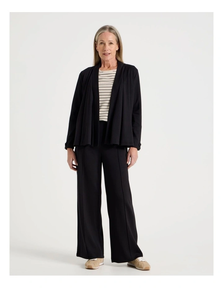 Waterfall Cut And Sew Cardigan in Black image 3