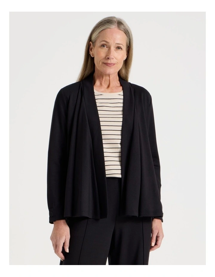 Waterfall Cut And Sew Cardigan in Black image 5