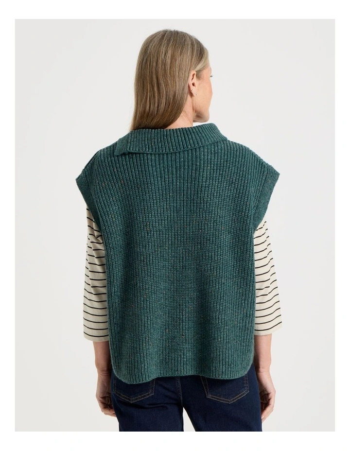 Button Shoulder Cocoon Vest in Green image 5