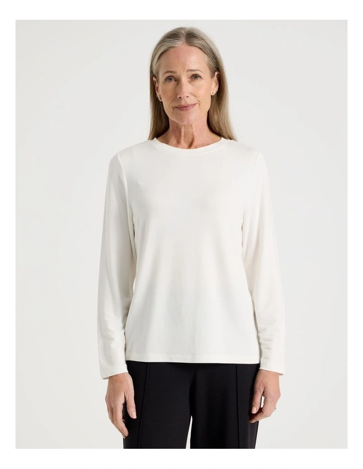 Long Sleeve Layering Tee in Ivory image 1