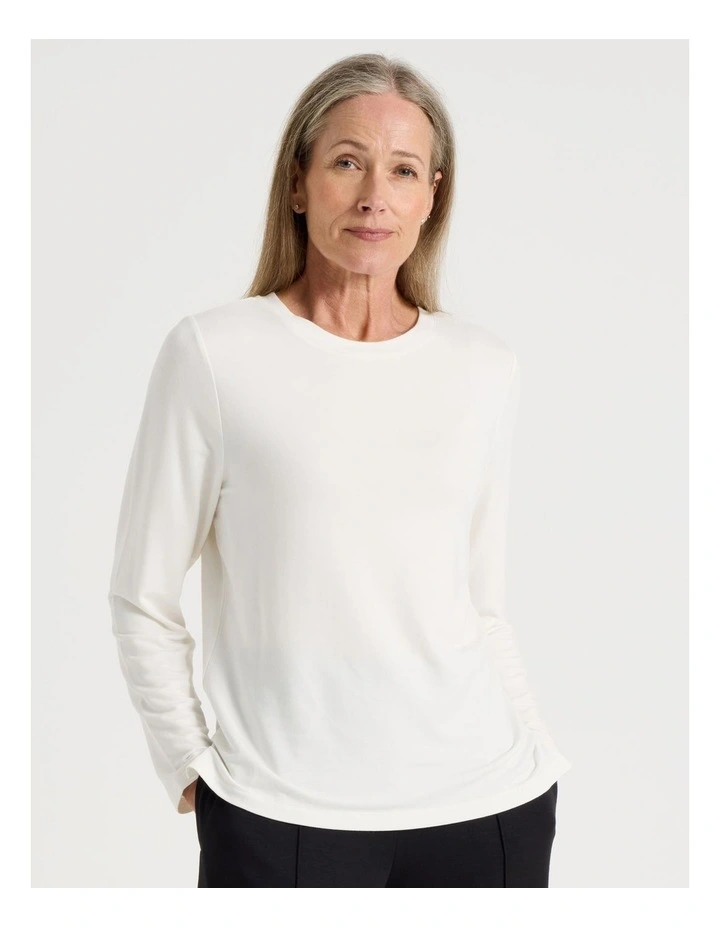 Long Sleeve Layering Tee in Ivory image 3