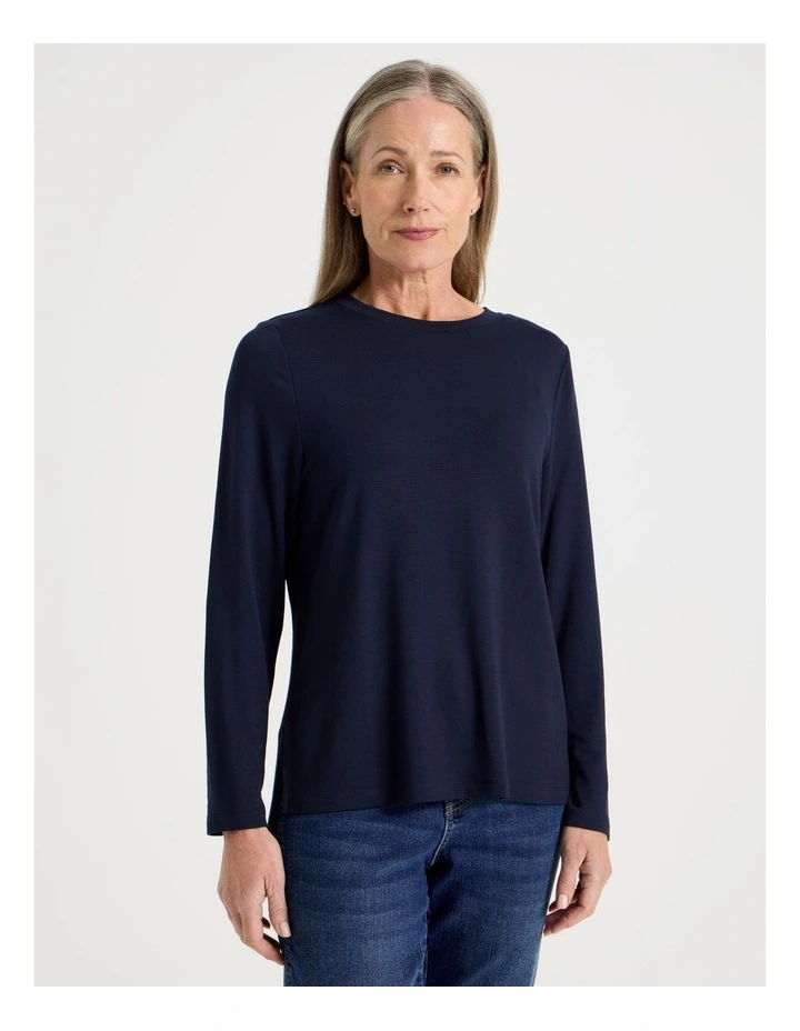 Long Sleeve Layering Tee in Navy image 2