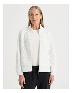 Zip Through Sweat Top With Princess Seams in Ivory