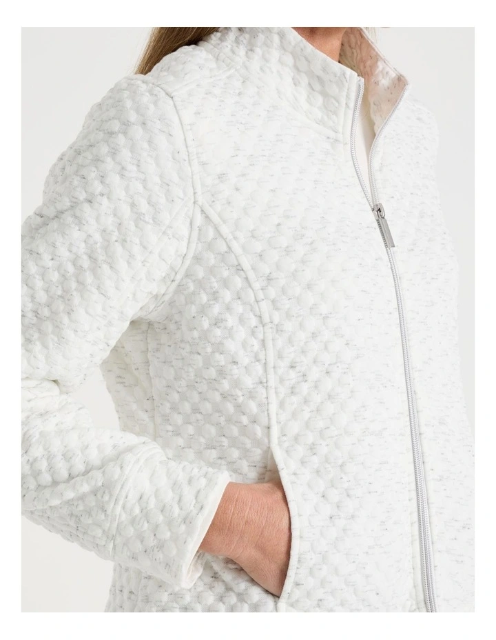 Zip Through Sweat Top With Princess Seams in Ivory image 3