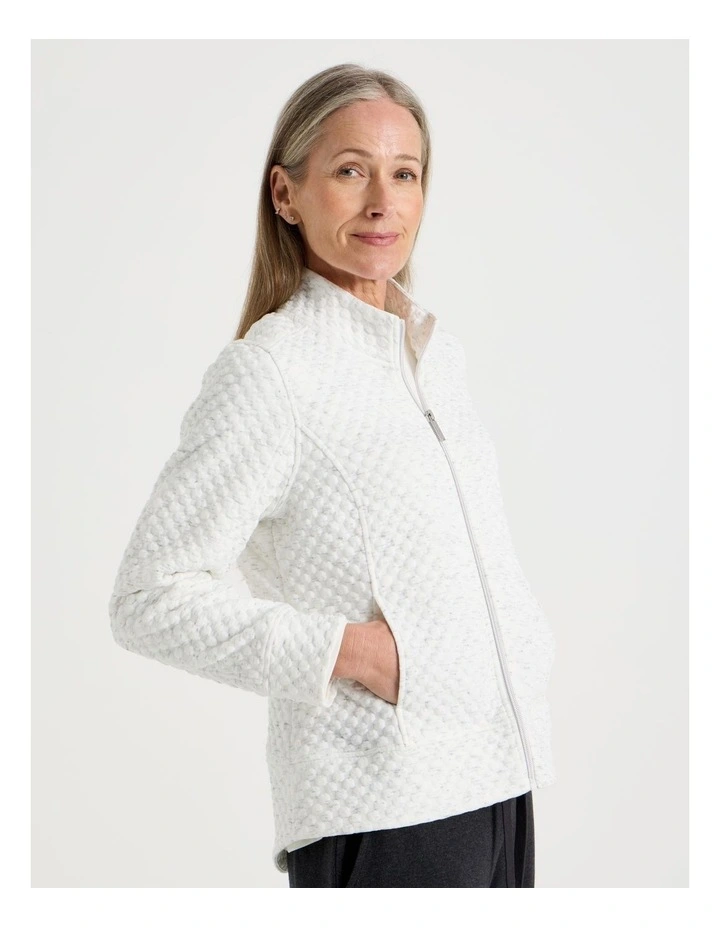 Zip Through Sweat Top With Princess Seams in Ivory image 4