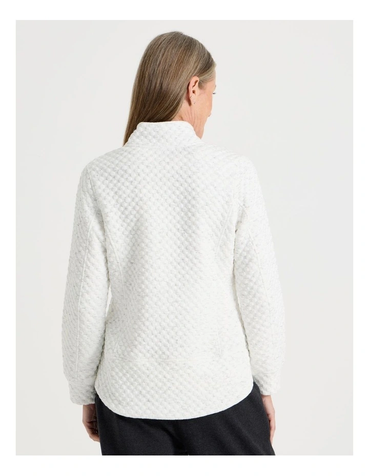 Zip Through Sweat Top With Princess Seams in Ivory image 5