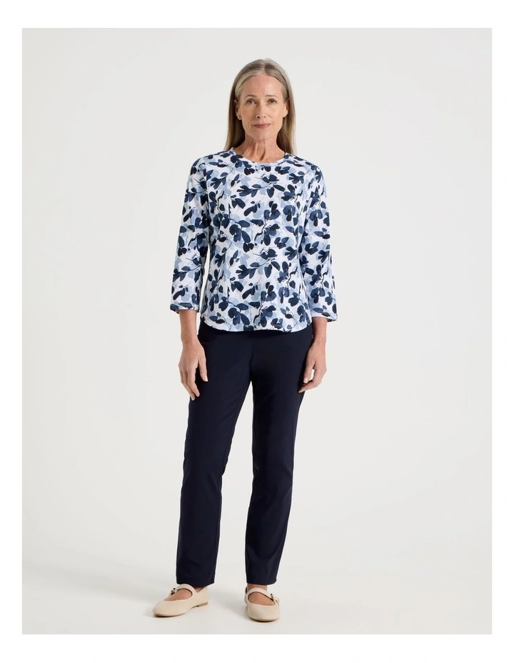 3/4 Sleeve Wardrobe Staple Tee in Blues Floral image 2
