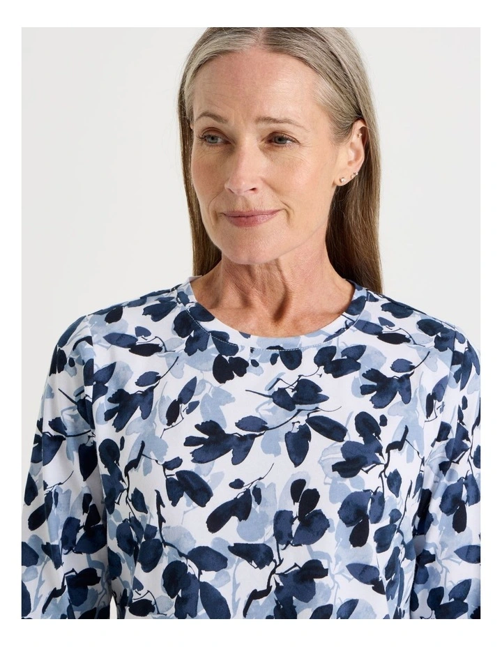 3/4 Sleeve Wardrobe Staple Tee in Blues Floral image 3