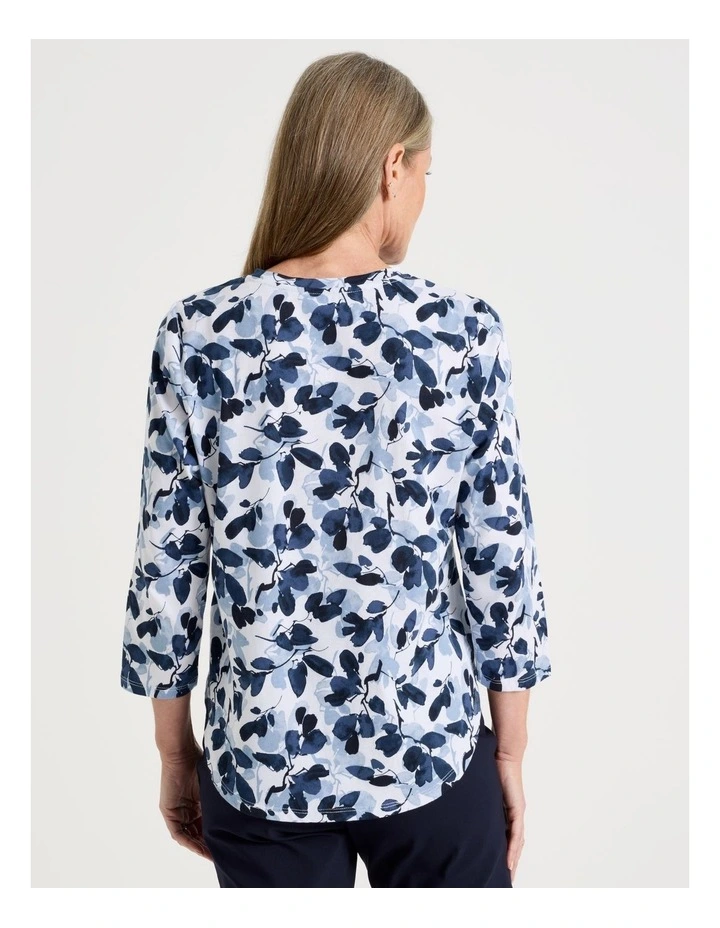 3/4 Sleeve Wardrobe Staple Tee in Blues Floral image 5