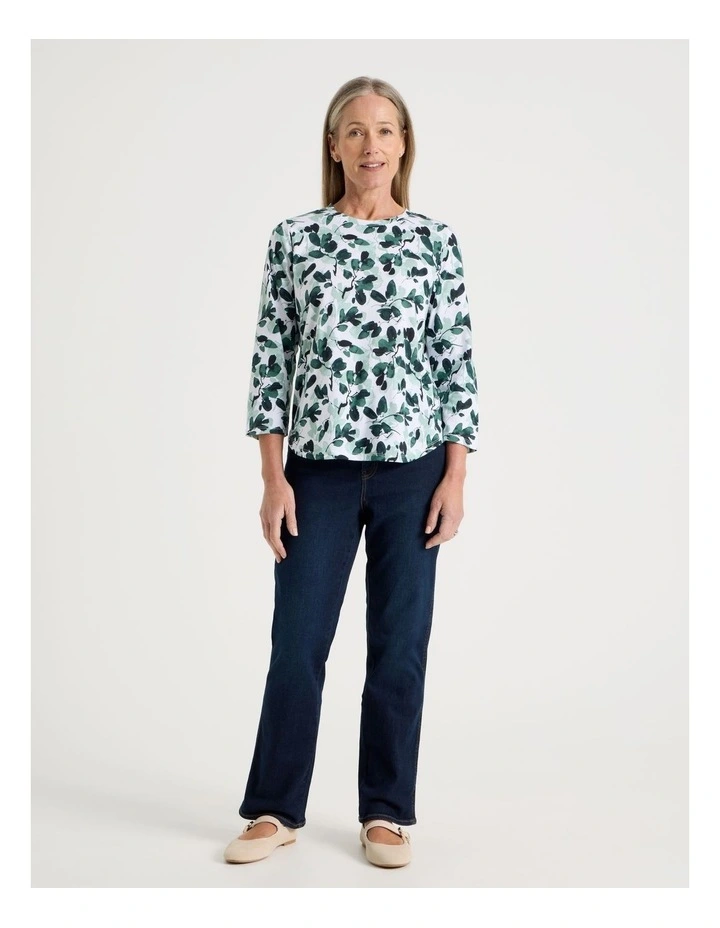 3/4 Sleeve Wardrobe Staple Tee in Greens Floral image 3