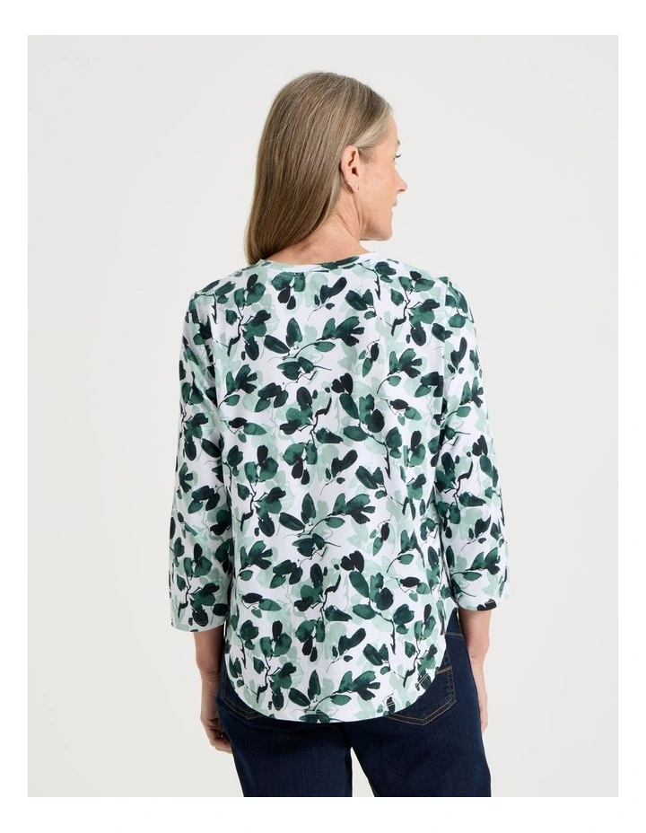3/4 Sleeve Wardrobe Staple Tee in Greens Floral image 5
